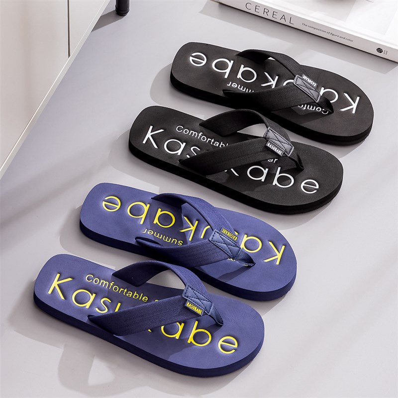 网红个性字母户外拖鞋夹脚潮人字拖男士拖鞋外穿防滑沙滩凉拖鞋