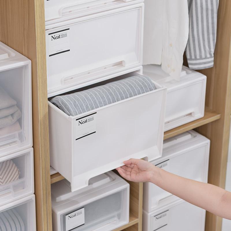 家用塑料加厚抽屉柜收纳整理箱鞋盒衣物杂物收纳防尘日式收纳箱