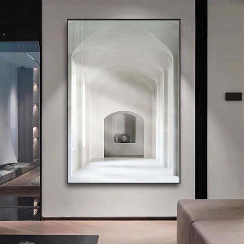 空间延伸艺术装饰画客厅挂画玄关壁画过道走廊尽头小众公寓建筑画图片