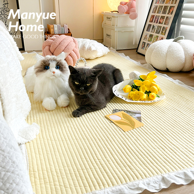 M.life Peri  少女心荷叶边水洗全棉地垫客厅地毯卧室Z床边垫脚垫