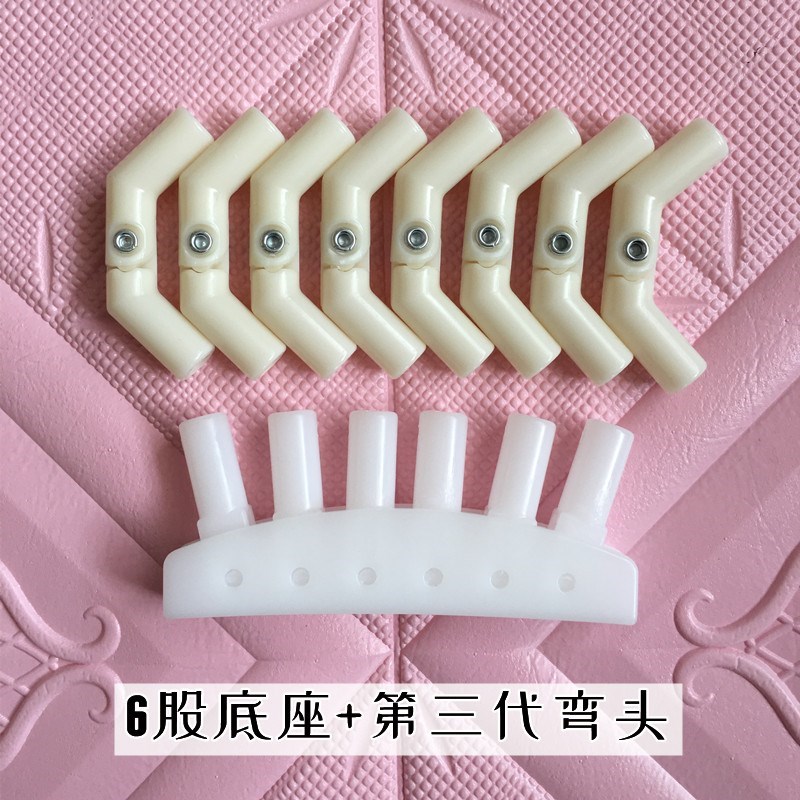 现货速发折叠蚊帐配件弯头加厚两通折叠蚊帐支架固定器6股底座内
