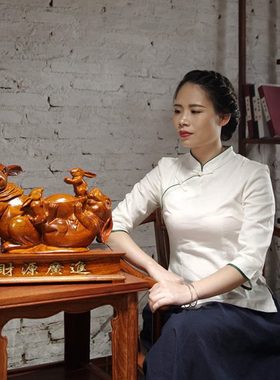 花梨木雕兔子摆件实木质十二生肖兔家居客厅装饰送礼红木工艺礼品