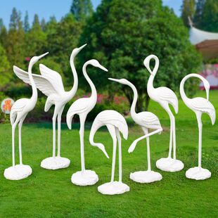 庭院抽象仙鹤雕塑户外玻璃钢动物景观小品花园林大堂创意落地摆件