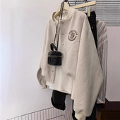 外贸跨境美式 棒球服外套女2024秋冬设计感小众小个子夹棉夹克上衣