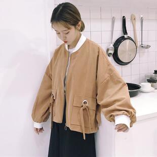 山力达迪学生外套女装春秋款韩版bf风宽松原宿蝙蝠袖休闲短款棒球