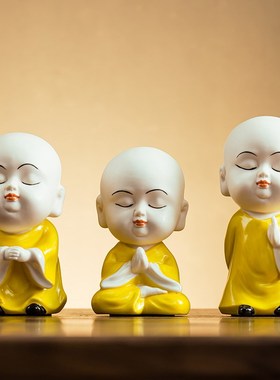 创意可爱少林功夫小和尚家居摆件客厅酒柜书N房办公室桌面装饰礼