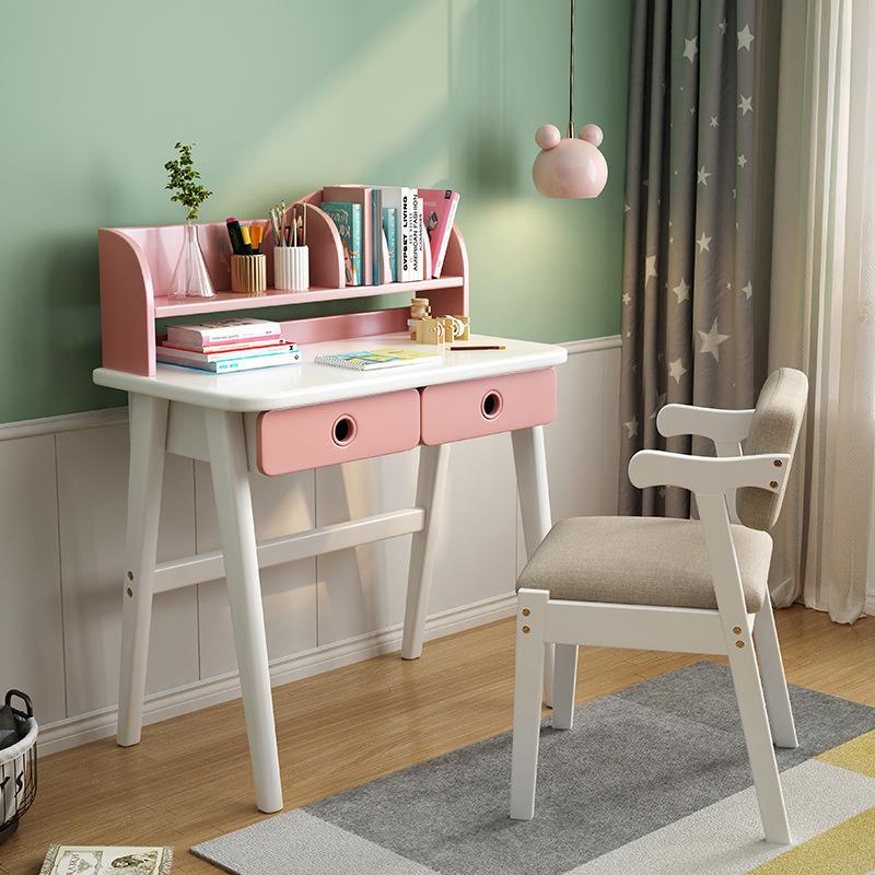 儿童学习桌全实木书桌中小学生初中生写字台课桌椅套装60/70/80cm