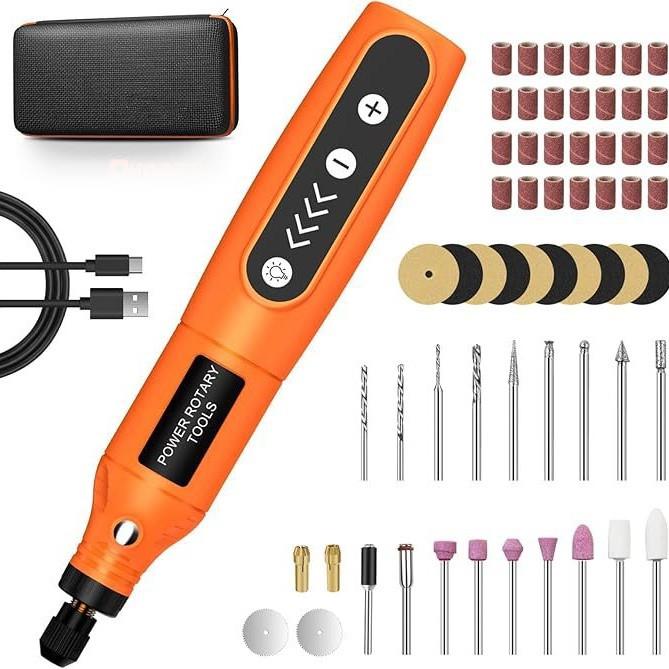 充电式旋转工具，5速旋转工具套件，带61件配件5000-18000RPM