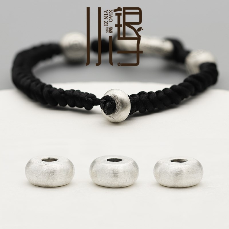 足银隔珠 3D硬i银做旧光面圆形隔片扣子 S999足银DIY编绳配件材料