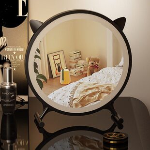 中古风化妆镜带灯家用卧室梳妆台大镜子学生宿舍桌面台式梳妆镜