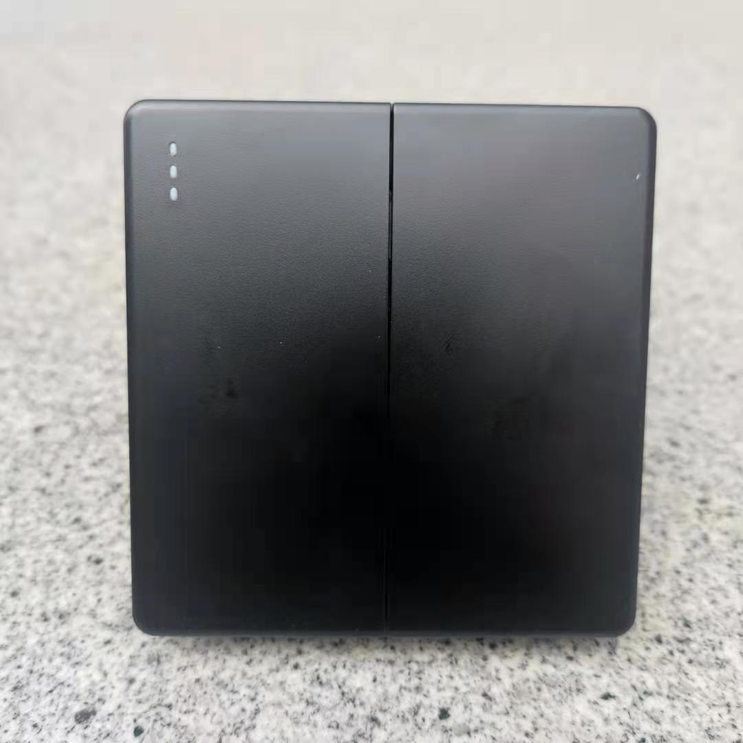 86型黑色双门铃开关 二位2位二开门F铃开关按钮 自动复位开关面板