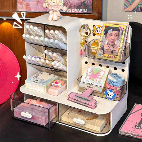 多功能桌面笔筒收纳盒学生宿舍小卡追星洞洞板杂物萌粒抽屉置物架,收纳整理,首饰盒,淘宝优惠券,粉丝福利购,淘宝优惠卷