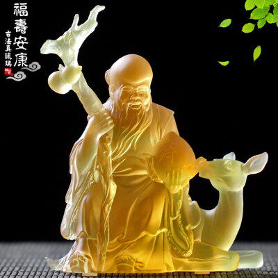 古法琉璃福寿安康寿星摆件祝寿贺寿礼生日诞辰家居摆设送长辈寿星