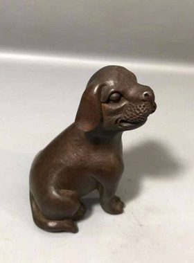 回流铜器手工实心铜十二生肖狗 茶道铜茶宠配件  家居饰品摆件