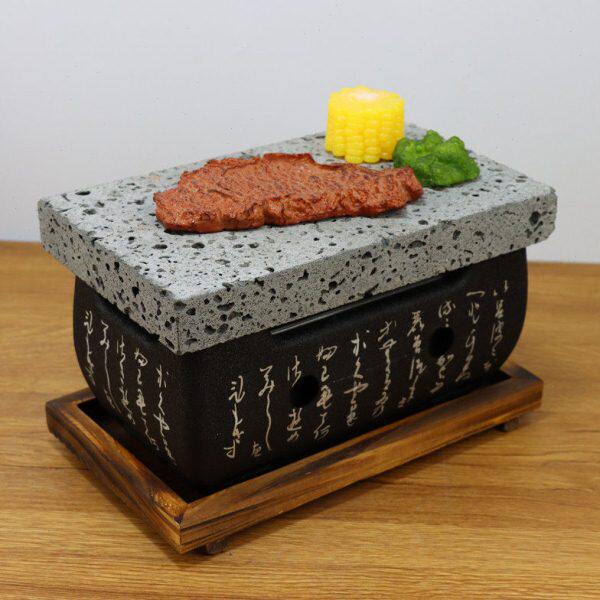 创意火山岩烧盘西餐牛扒火山石烤盘高温石板盘石板烧牛排小型烤炉