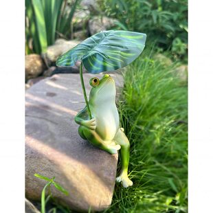 撑伞乘凉青蛙阳台庭院花园鱼缸布置装饰摆件创意真动物造景摆设