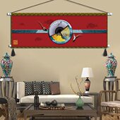 壁画 饰布艺挂画挂布新中式 贵族横版 大号挂毯床头前台沙发背景墙装