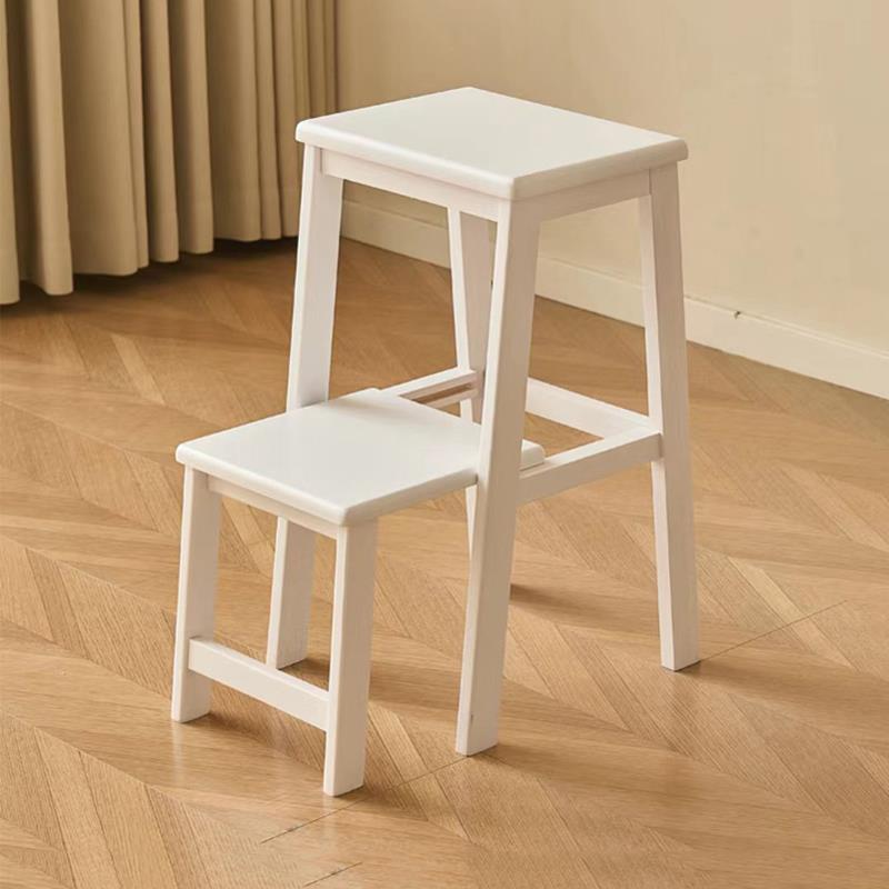 实木梯凳稳步踩高凳厨房登高家用加厚多功能两步白色爬台阶折叠凳