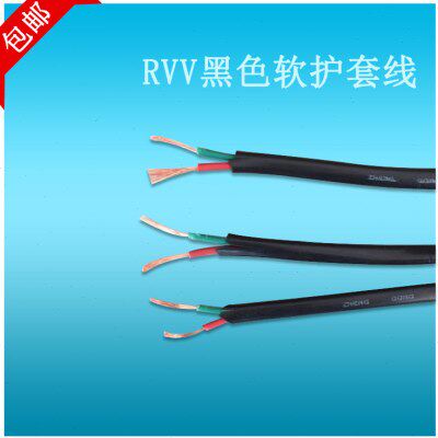 纯铜黑皮软电线RVV二芯双芯2x0.5/0.75/1.5/2.5平方多股软护套线