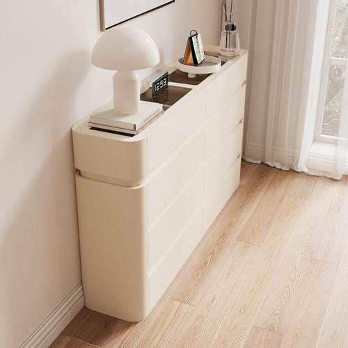 cm极窄床尾柜奶油风斗柜储物柜一体超薄款卧室八斗橱实木八斗柜