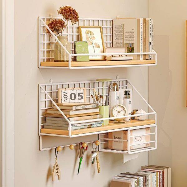 宿舍床头置物架免打孔墙面书架铁艺寝室学生好物壁挂上铺收纳,收纳整理,书桌收纳置物架,淘宝优惠券,粉丝福利购,淘宝优惠卷