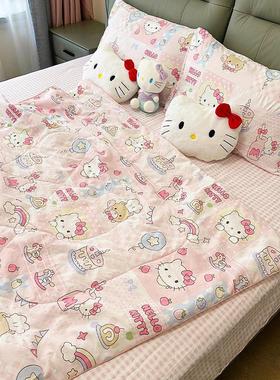 KT夏凉被床单四件套a类母婴级空调被可机洗幼儿园学生宿舍午睡被
