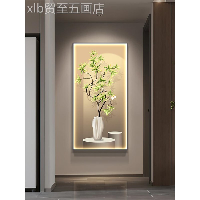 网红北入户e级玄关装绿欧高过感灯走廊道楼梯挂客厅光饰影植