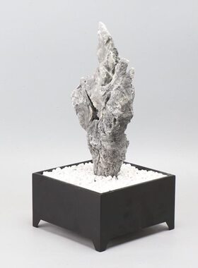 现代新中式创意铁艺孤峰石头禅意摆件客厅书房电视柜玄关软装饰品