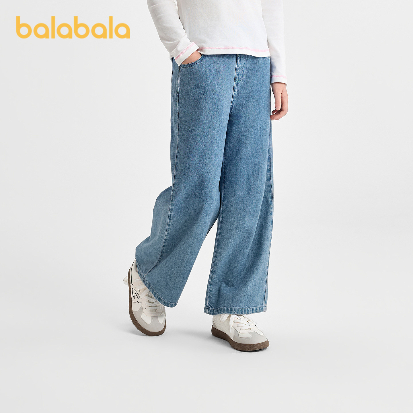 【balaOne】巴拉巴拉儿童裤子女童牛仔裤2026秋装新款直筒裤纯棉