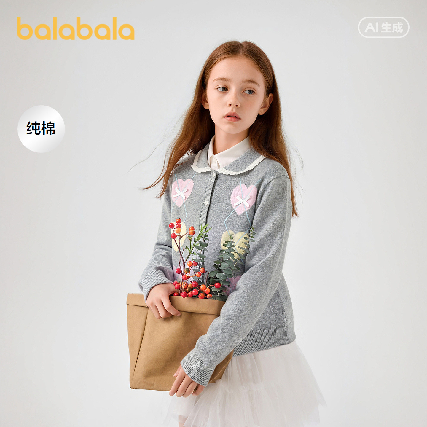 巴拉巴拉balaOne儿童毛织上衣