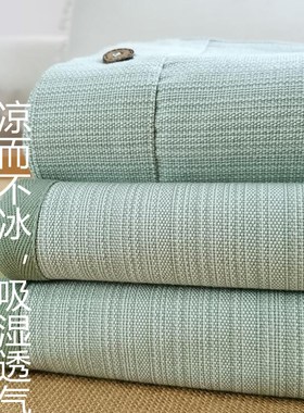 【店主推荐】高端防滑纯棉老粗布凉席加厚冬夏两用全棉床单三件套