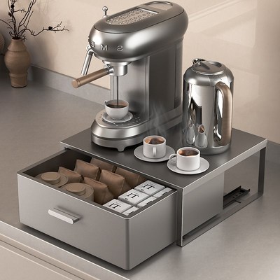 台面咖啡机置物架抽拉抽屉收纳盒茶包茶水吧台储物架水杯具收纳架