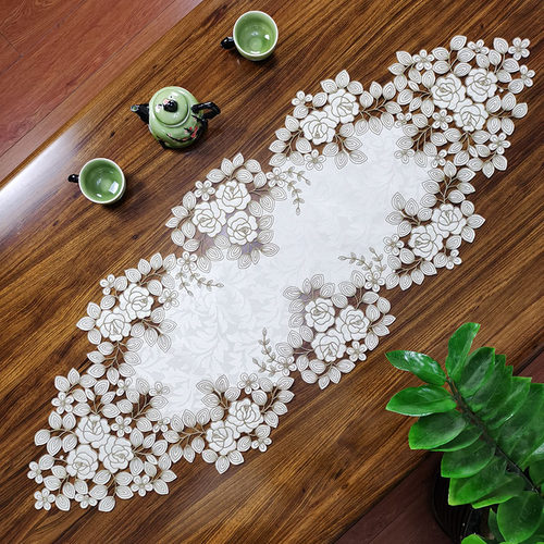 中式国潮布艺绣花桌布茶几巾茶旗桌垫镂空盖巾餐垫餐桌桌垫桌旗