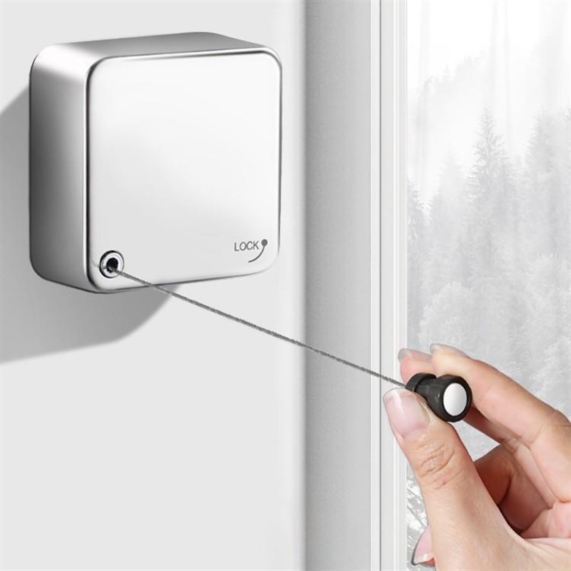 阳台隐形收缩晾衣绳免打孔不锈钢室内伸缩钢丝晒衣绳壁挂晾衣架