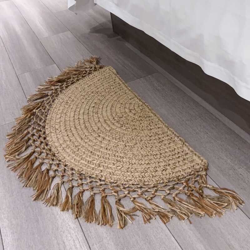 手工流苏编织半圆客厅地毯门垫书房地垫卧室黄麻地毯装饰地毯吸水,居家布艺,地毯,淘宝优惠券,粉丝福利购,淘宝优惠卷