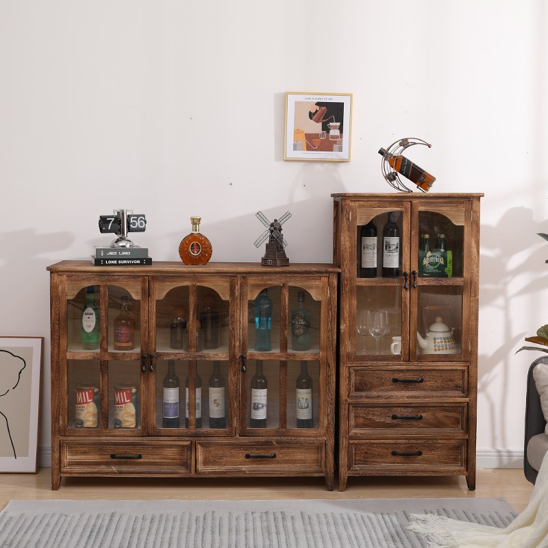 收纳柜实木储物柜客厅边几酒柜展示柜餐边柜置物架美式斗柜茶边几