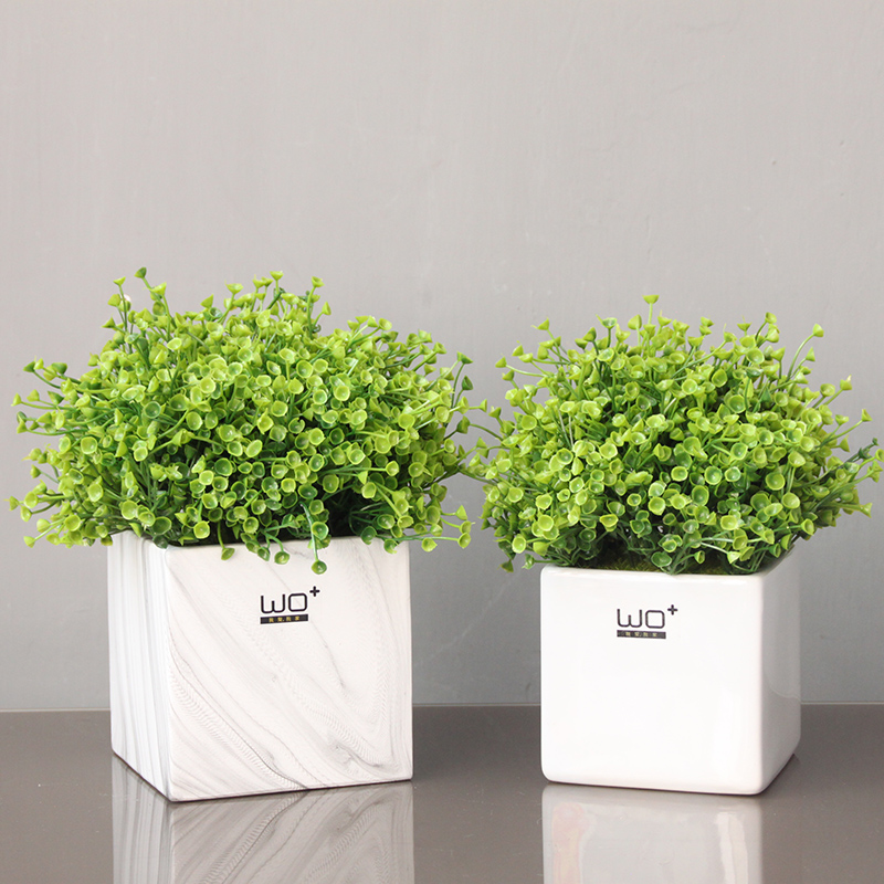 wo+仿真花菠萝草喇叭花艺套装 家居饰品摆件盆景 茶几假花小盆栽