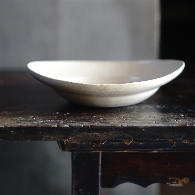 禾下 / 手作餐盘 米釉椭圆钵  大盘子 陶器 粗陶食器