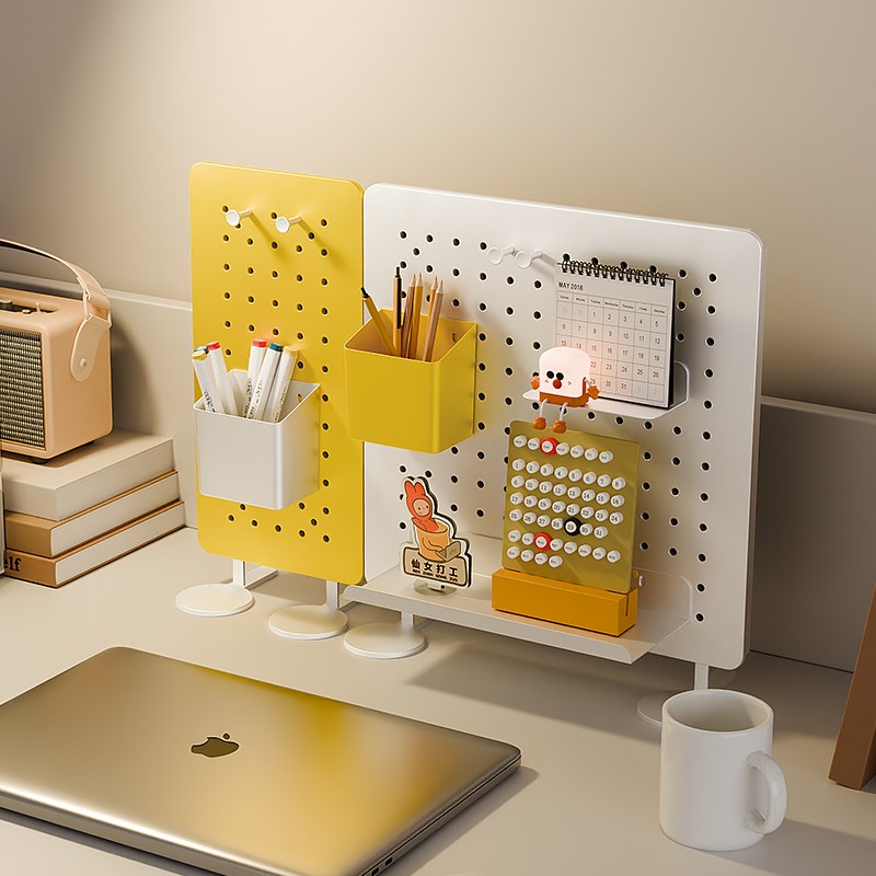 桌面洞洞板置物架可立式圆孔金属学生办公书架隔板免打孔收纳储物