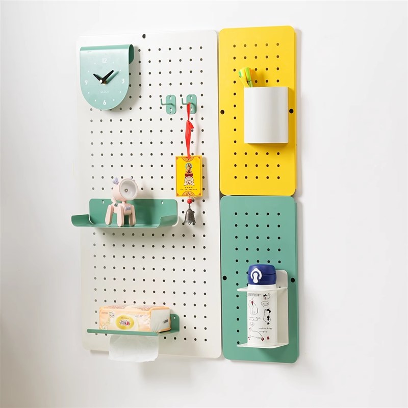 洞洞板金属置物架墙上儿童学习书桌宿舍整理收纳架子免打孔展示架