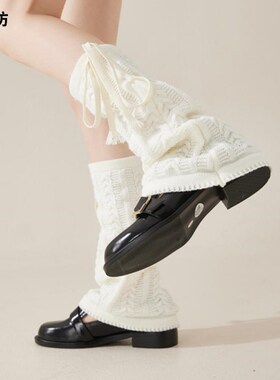 白色袜套女秋冬款堆堆袜Y2K甜辣风长筒袜显瘦小腿袜保暖绑带腿套