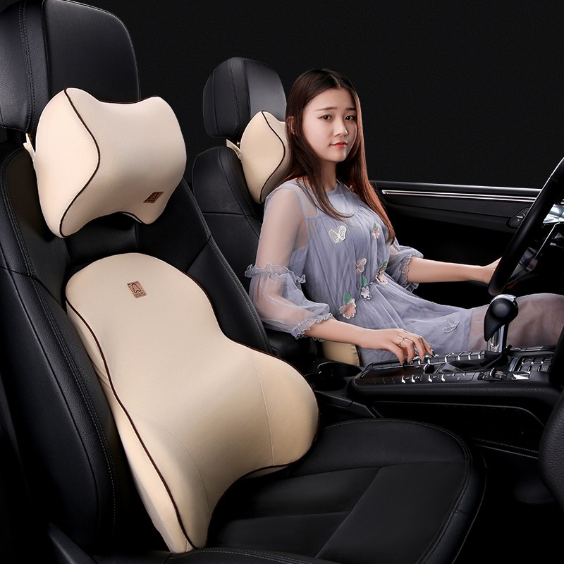 汽车腰靠护腰靠垫座椅靠背腰垫车用靠枕腰枕车载用品四季头枕套装