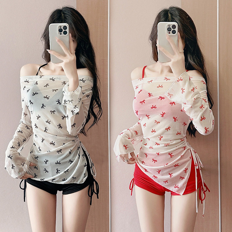 2025新款游泳衣女分体式三件套遮肚显瘦聚拢小胸韩国ins风泡温泉