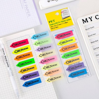 新款指示标签sign here英文合同签名提示便利贴老板签名英文提醒贴N次贴7色5色告示贴索引贴标签贴箭头贴SIGN