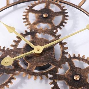 亚马逊热荐工业齿轮铁艺复古挂客厅室卧时尚 挂钟钟表产壁AS01804