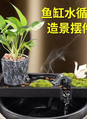 古鱼缸造景全流水摆件循环水室外庭院法NNE环鱼池水缸水循过滤系