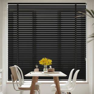 PK7JF767M785黑色木百叶窗帘木百叶帘遮光遮质阳电动升实房降书客