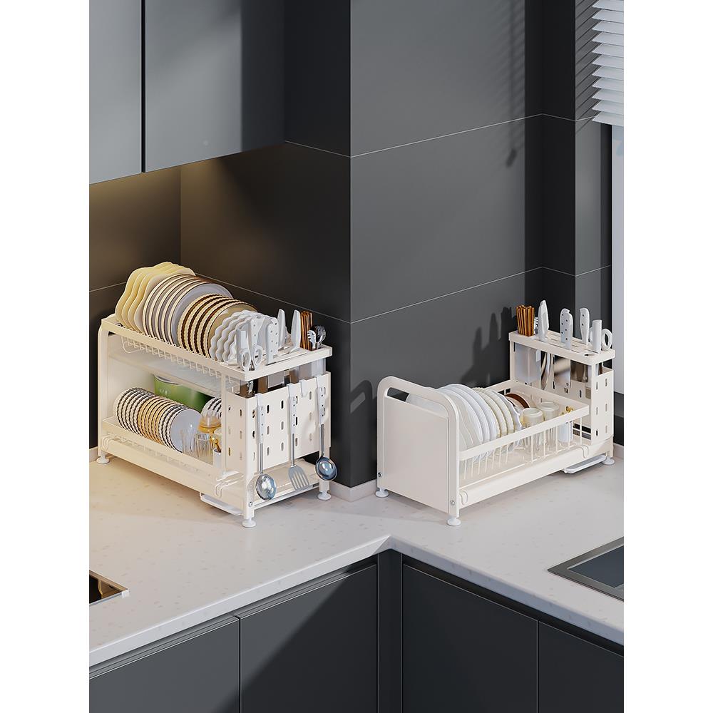 厨房碗碗架双层?沥功F7806159水碗柜碗筷置物架台面碗碟架放多能