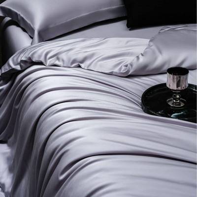 简约1轻奢风00S超旦兰天丝精四件套素纯色裸睡床JC单被细套床上用