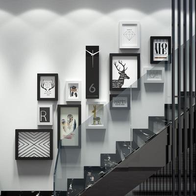 实木相6261_6261_实木框照片墙楼梯LFO现T代简约装饰画可换相片真